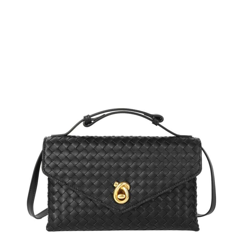Tiffany & Fred Paris Intrecciato Leather Shoulder Bag, Black